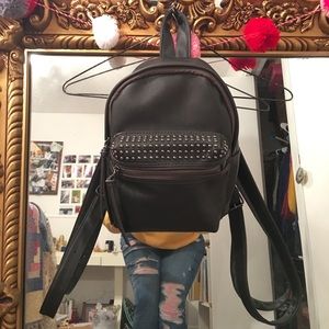 Black Faux Leather Mini Backpack w/ studs